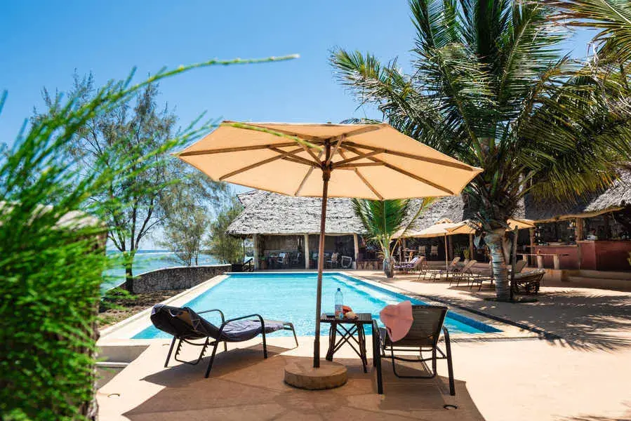 Lounge chairs by the pool