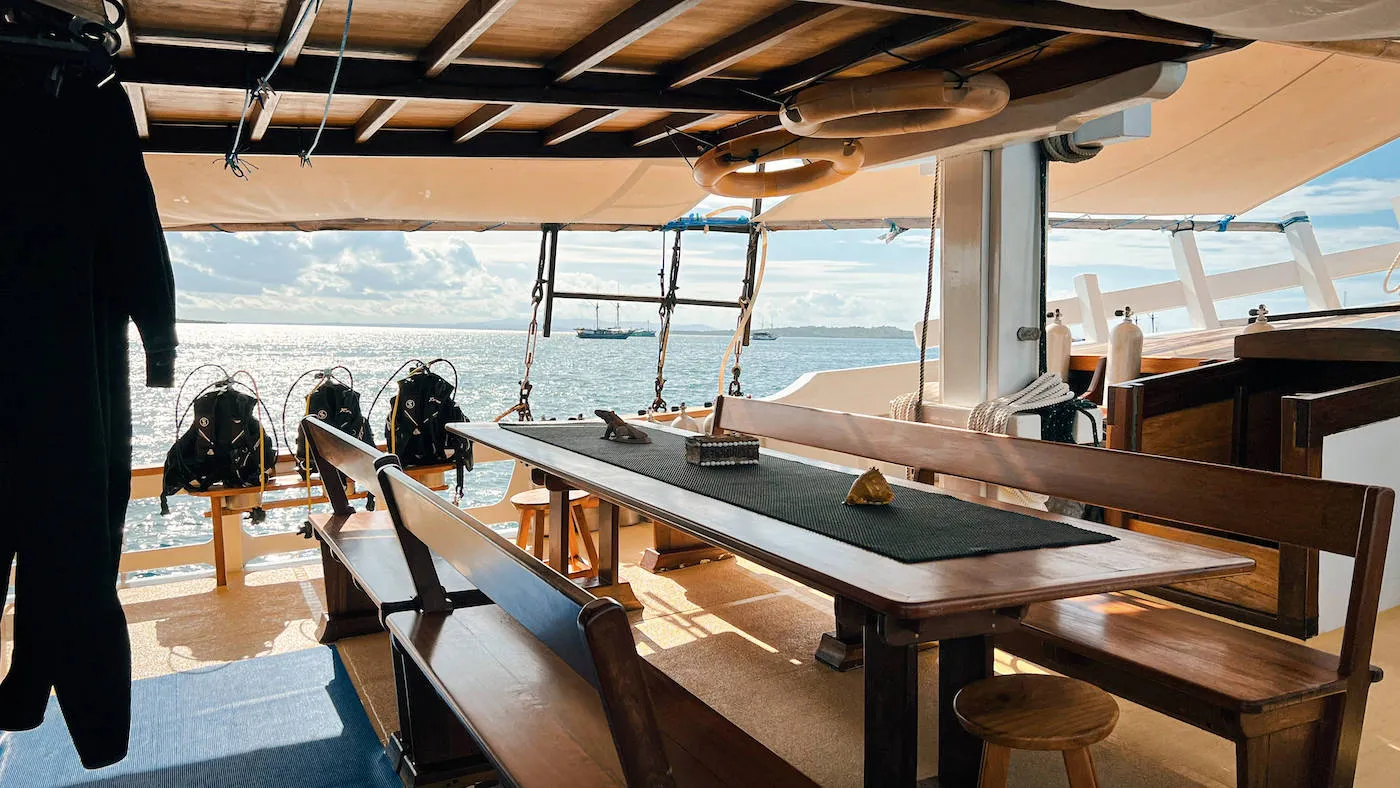 Dining table near the dive deck
