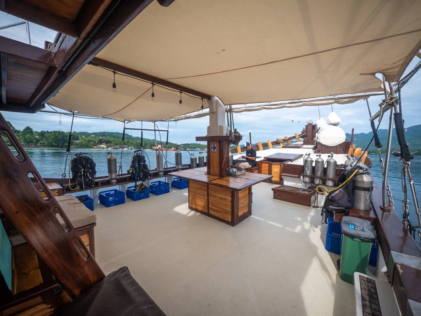 Shaded dive deck
